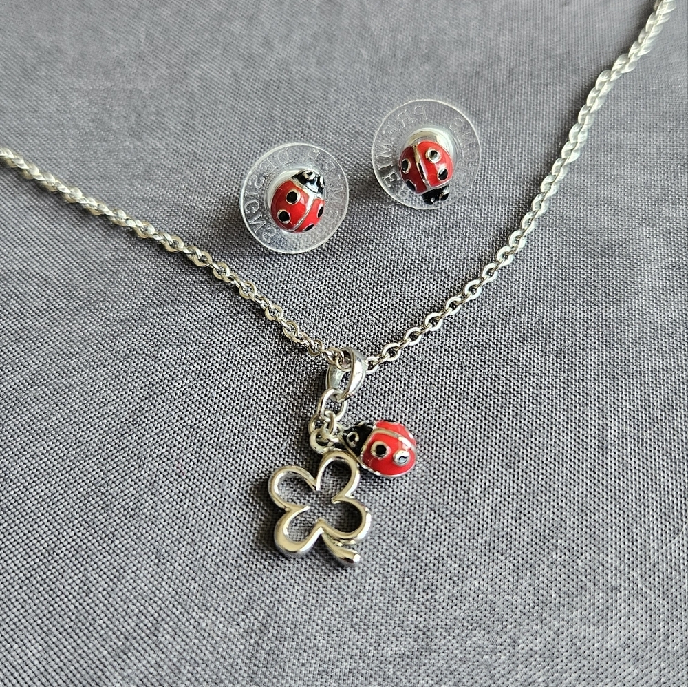 Premier Designs Ladybug Necklace and Earrings Set